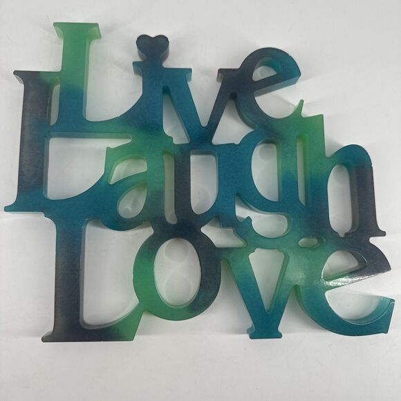 Live Laugh Love Wall Decor Green Blue Resin Retro 8.5” W x 7.6” L Gift 1970s - Picture 6 of 9